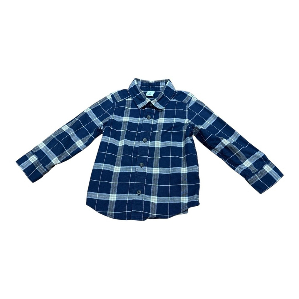 Old Navy Shirt Boys 2T Blue Plaid Button Up Long Sleeve Cotton Casual Toddler